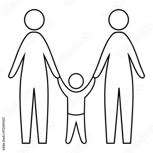 Diverse family unit icon holding hands representing parenting childcare and love