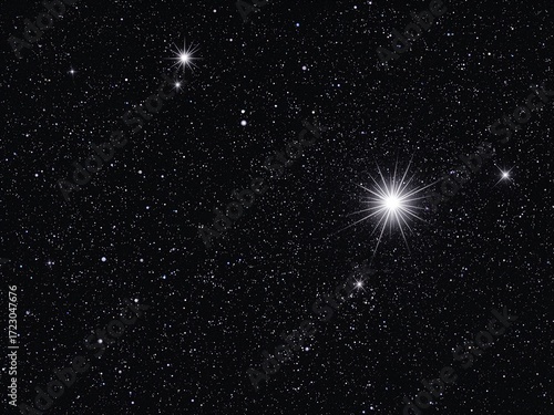 A beautiful starry night sky showing the constellation Leo and the bright star Regulus.