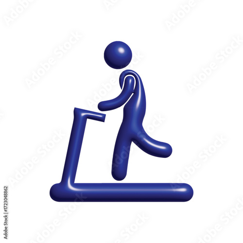 Iconic 3D Illustration of a Person Exercising on a Treadmill, Representing Fitness and Wellness