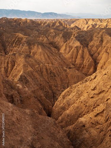 Majestic natural views of the canyon in the mountains of Kazakhstan, red rocks, bizarre bends created by nature, landscape
