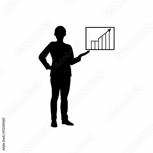 School counselor silhouette showing growth potential line graph silhouette