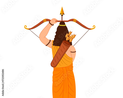 Lord Rama with bow arrow celebrating ram navami festival vijayadashami 