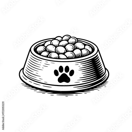 Black and White Dog Food Bowl Vector Illustration

 
