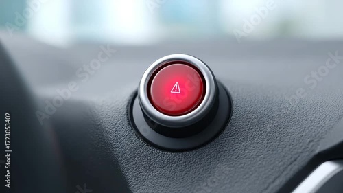 Emergency indicator: A detailed shot of a car's red emergency button, illuminated to grab attention in a moment of need.