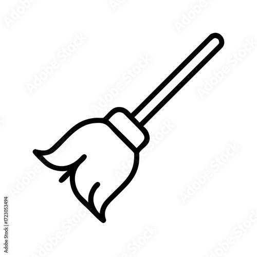 Broom for cleaning with a wooden handle representing zero waste  