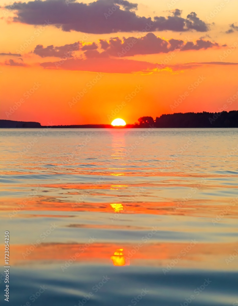 Fototapeta premium Sunset over water, vibrant colors