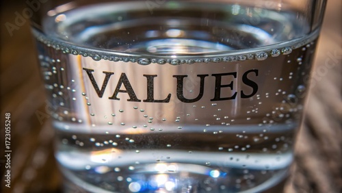 value-driven-business Clear glass of sparkling water with the word 