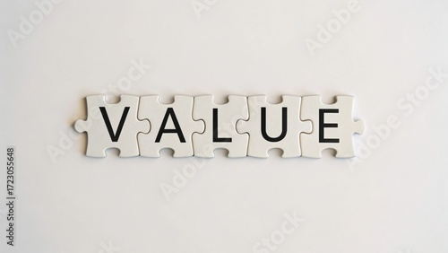 value-driven-business Puzzle pieces spell the word 