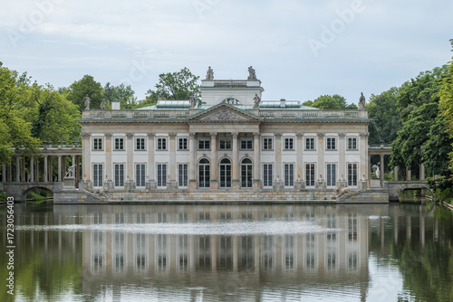 The Royal Łazienki Park in Warsaw. The Palace on the Isle. The Baroque Garden Pavilion. The Classicist Palace. The Łazienki Ponds. Beautiful Architecture. Poland