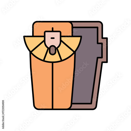 Sarcophagus Ancient Coffin Lineal Color Icon: Tomb and History