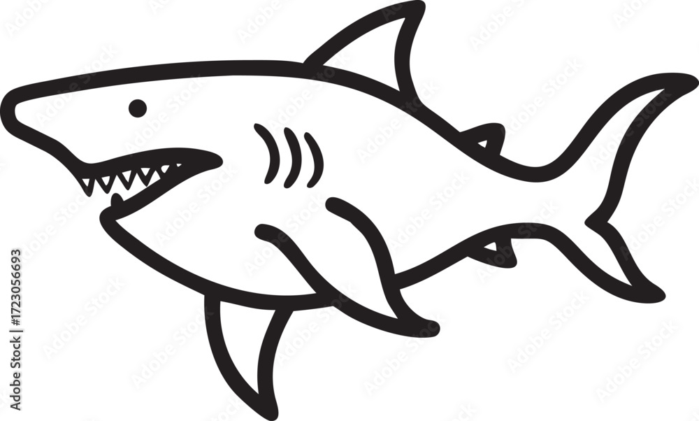 Obraz premium Simple Shark Line Art Illustration Vector Image Design Graphic Element