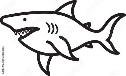 Simple Shark Line Art Illustration Vector Image Design Graphic Element