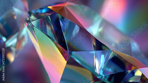 Prismatic Gemstone Facets Reflecting a Vibrant Light Spectrum
