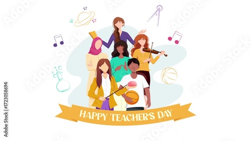 Happy teachers day animation. It's good for teachers day celebration, greeting, banner, etc.