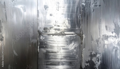 Wallpaper Mural A textured, metallic surface with various shades of gray, showcasing a unique pattern of brushstrokes and marks. Torontodigital.ca