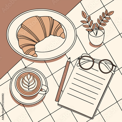 Vector illustration of a fish with abstract background and sketch style