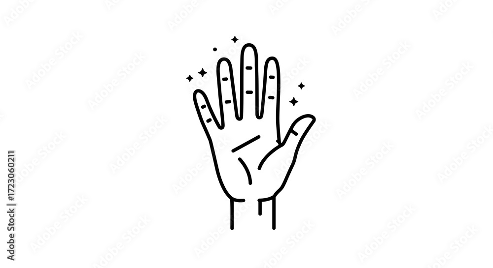 Obraz premium Witch’s hand illustration with magical sparkles design for Halloween 