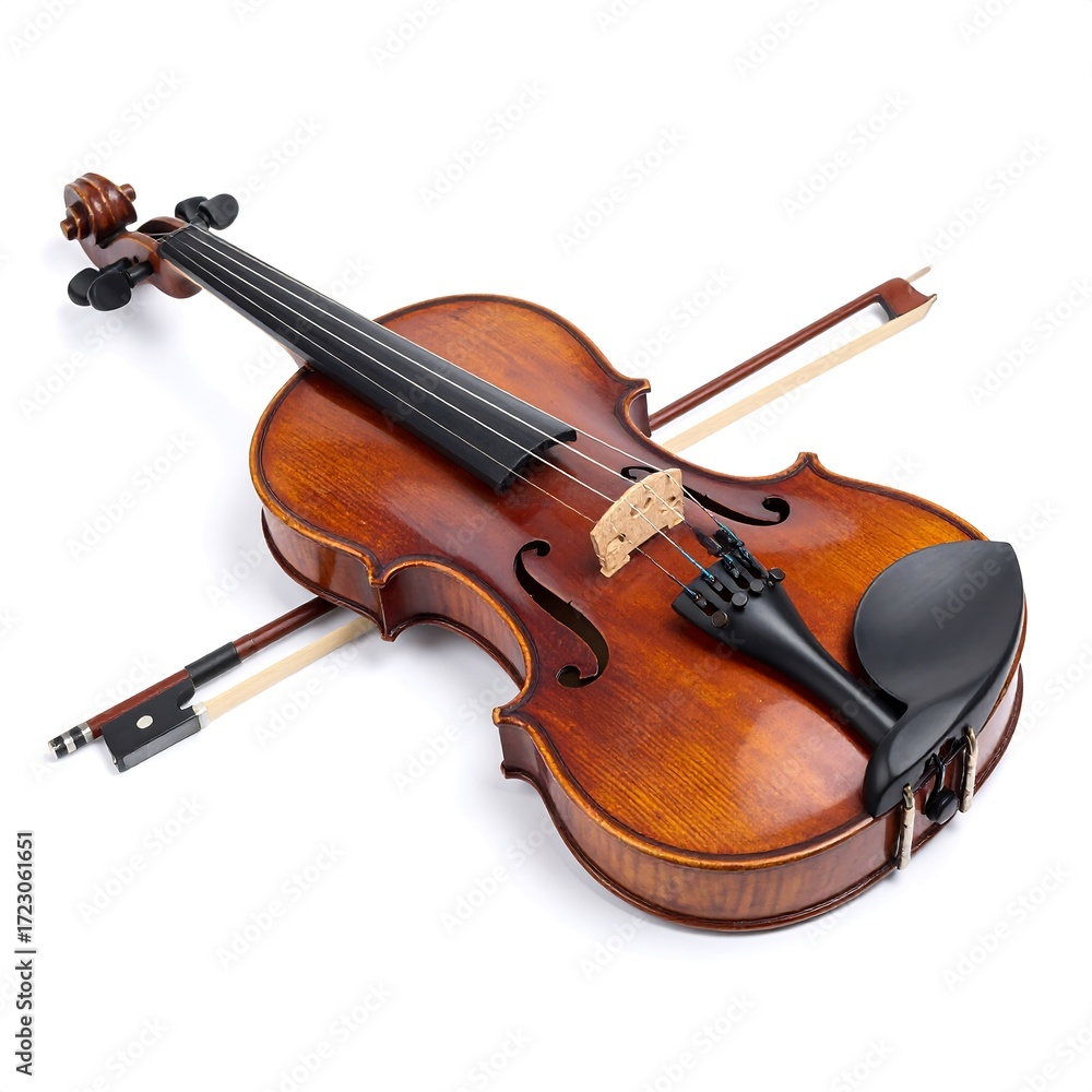 Fototapeta premium Violin with bow, studio shot