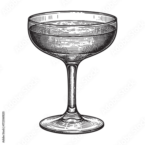 Classic Daiquiri Cocktail Engraving Vintage Rum Drink Sketch in Detailed Woodcut Vector Style for Bar Menu