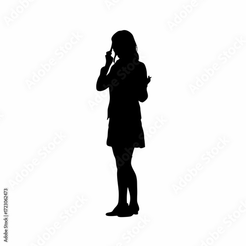 School counselor silhouette making a phone call to a parent silhouette