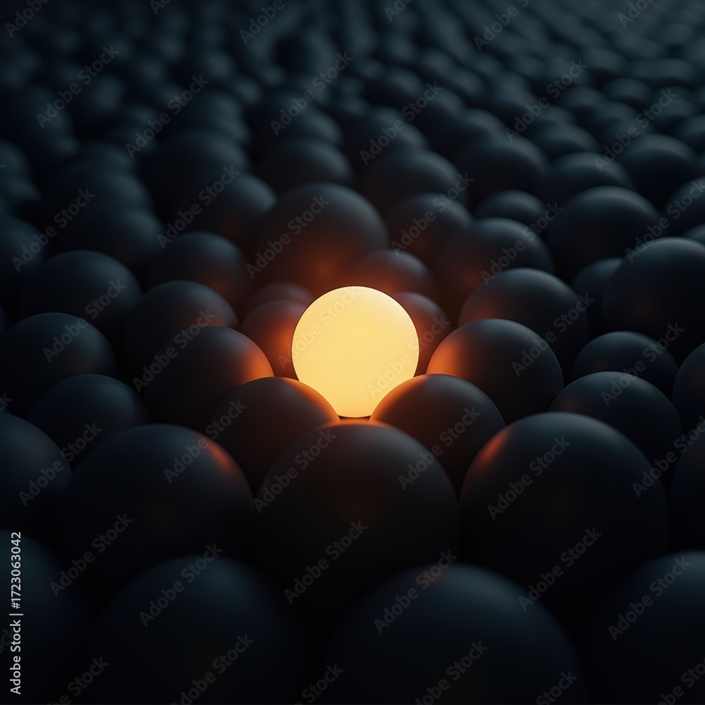 Obraz premium Single Sphere Illuminated in Dark Surrounding