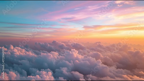 Pink and purple evening clouds background, cinematic lighting with dreamy pastel sky.