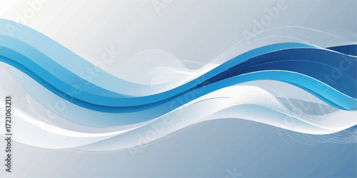 Abstract flowing blue waves with a light wavy line pattern design for a backdrop or wallpaper