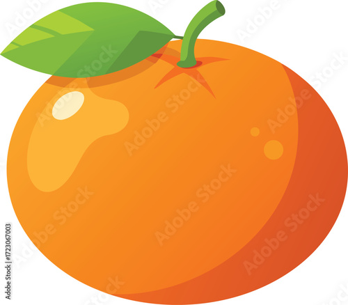 Vibrant fresh orange fruit with green leaf vector illustration scalable eps icon