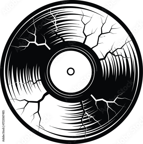 Cracked vinyl record symbolizing music loss or damage