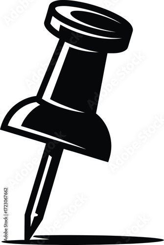 Sharp metal pin ready to secure notes or documents on a surface