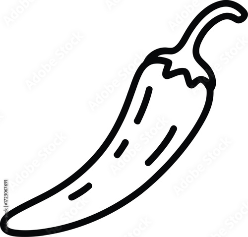 Simple outline drawing of a spicy chili pepper