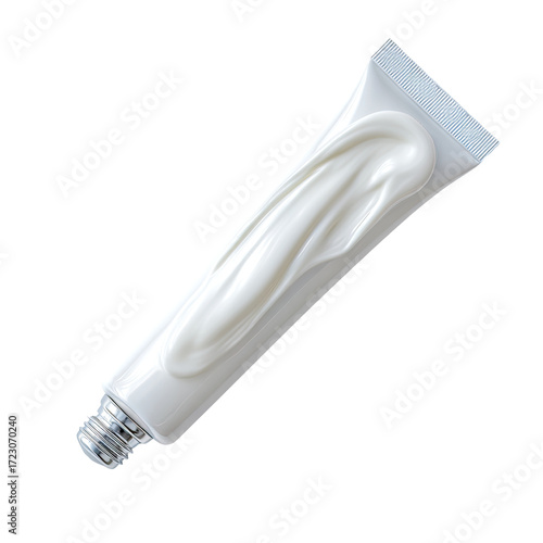 White cosmetic tube, cream oozing out