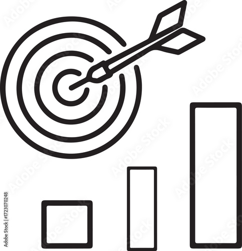 Dartboard with Dart and Growth Bars Icon target goal