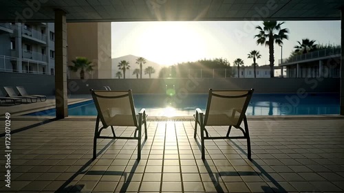 Wallpaper Mural chairs in the swimming pool Torontodigital.ca