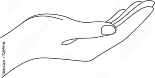 Open cupped hand offering support or receiving something, isolated on white