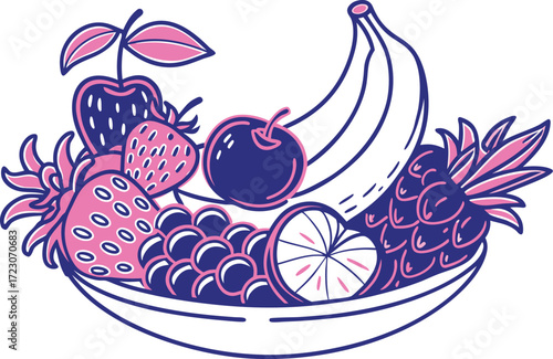 Neon glowing fruit bouquet vector art realistic artistic scalable illustration eps
