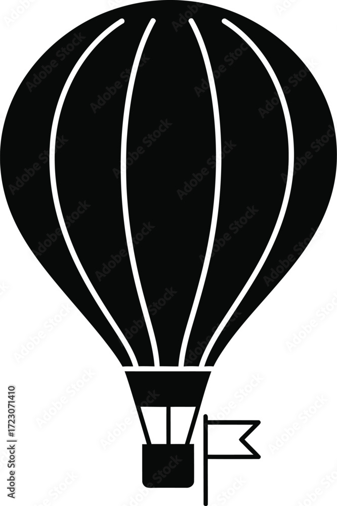 Fototapeta premium Whimsical hot air balloon with a small flag soaring through the sky
