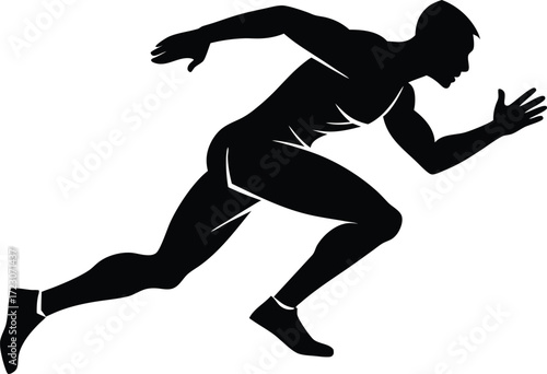 Dynamic silhouette of a man sprinting in full motion vector graphic eps vector