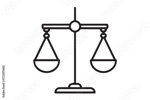 Line art illustration of a balance scale isolated on Transparent Background
