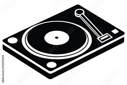 dj turntable icon silhouette vector illustration
