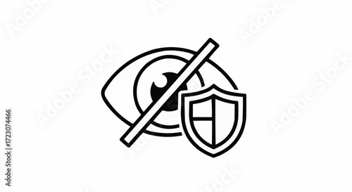 Vector illustration of eye symbol protected by shield security icon