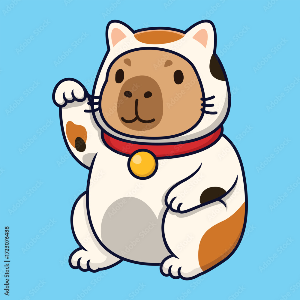 Obraz premium Capybara with maneki neko costume mascot