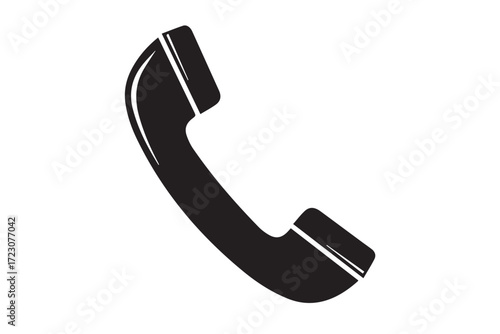 Black telephone handset icon isolated on Transparent Background