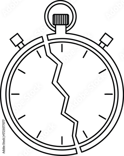 Broken stopwatch symbolizes time running out or a deadline missed.