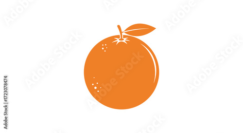 A vibrant orange fruit with a leaf simple and clean silhouette