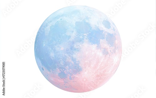 Wallpaper Mural Pastel-toned full moon, soft hues of blue and pink,  against a white background Torontodigital.ca