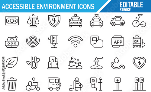Urban Safety & Access Icons – Minimal Black and White Pack