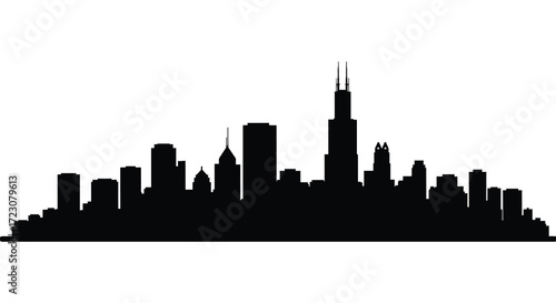 Dramatic cityscape view of a modern urban skyline a striking silhouette