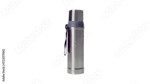 Stainless Steel Vacuum Thermos Bottle Isolated on White