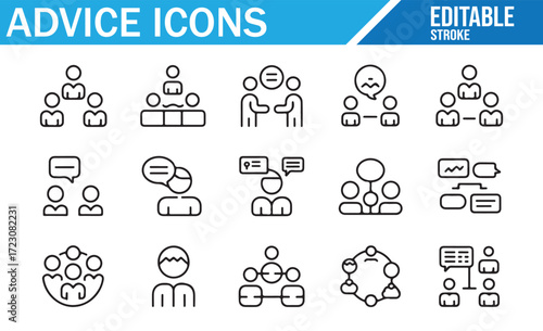 Corporate Advice Icons – Strategy, Feedback, Support – Vector